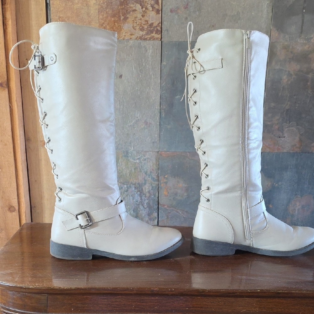 Wanted Cream Over the Knee Boots - Picture 4 of 9